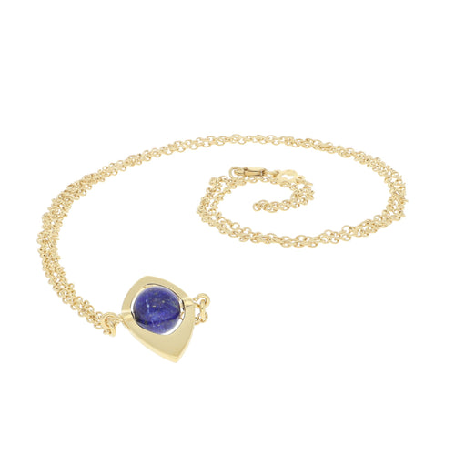 Gargantilla Larga de Plata con Lapis Lazuli y Baño de Oro - Alnur Joyería